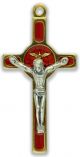  Holy Spirit Rosary Crucifix with Red Enamel, Gold Tone - 1 1/2