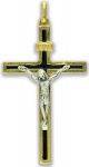  Black Enamel Crucifix, Gold Tone - 2 1/8