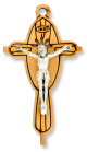  Small Olive Wood Oval Crucifix - 1.5
