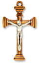 Olive Wood Crucifix with Lined Posts - 2