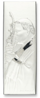  John Paul II Picture with Embossed Sterling Silver Plated Image on Wood - 16.5 x 5.5