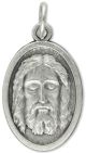   Face of Christ / Cross Medal - Die-cast Italian Silver Plated 1 inch  (Minimum quantity purchase is 3)