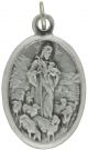 Good Shepherd / Pray For Us Medal  - Italian Silver Oxidized - 1