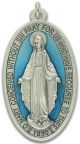   XXL Miraculous Medal LATIN  with Blue Enamel die-cast Italian - 3 1/2 in. (Minimum quanity to purchase is 1)