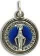  Small Round Silver w/ Blue Enamel Miraculous Medal LATIN - 3/4 Inch  (Minimum quantity purchase is 1)
