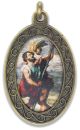  St Christopher / Pray for Us Medal, Full Color with Bronze Finish - 2 1/8