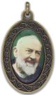   St Pio / Pray for Us Medal, Full Color with Bronze Finish - 2 1/8