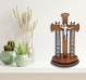 Large Stations of the Cross Ladder Tabletop Olivewood Crucifix with Metal Image Plaques - 13 1/2