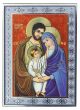  Holy Family Icon with Silver and Gold Foil on Wood - 5 1/2