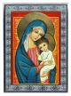  Mary and Child Icon with Silver and Gold Foil on Wood - 5 1/2