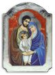 Holy Family Icon with Silver Foil on Wood - 5 1/2