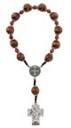 One Decade Rosary with 10 mm Wood Beads and St Benedict Center - 7.25