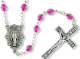 Pink Cylinder 6mm Crystal Bead Rosary - 18