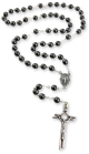 Genuine Hematite 8mm Bead Rosary with Miraculous Medal Center - 21.5