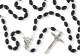  Black Plastic Linked Bead Rosary with Mary / Sacred Heart Centerpiece - 18