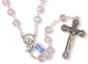  Pink AB Tin Cut Crystal Rosary, 8 mm Beads - 21