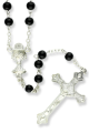   Black Wood 5mm Bead Rosary with Eucharist Center - 17