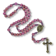 Rosary with 8mm Purple Wooden Beads and Miraculous Center - 15