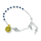 Blue Swarovski Crystal Bead Sterling Silver Rosary Bracelet with Miraculous Medal - 8.25