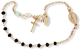 Rose Gold Sterling Silver Rosary Bracelet with Black Swarovski Crystal Beads - 7.75