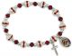  Red Crystal Stretch Bracelet with Holy Family Charm and Crucifix
