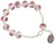Rosary Bracelet with Miraculous Medal - White with Pink Roses   
