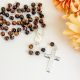 Sterling Silver Center and Crucifix Rosary with Tiger Eye beads *  (Minimum quantity purchase is 1)   