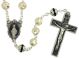  Ivory Rosary w/ Black Accented Our Father Beads - 20 1/4