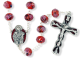 Faceted Crystal Bead Rosary - Red with Pink Roses - 20 1/2
