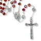 Our Lady of Fatima Rosary with 6 x 8mm Red Rondelle Glass Beads - 19.5