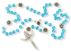 Our Lady of Fatima Rosary, Aqua Rondelle Beads and Holy Trinity Crucifix - 21