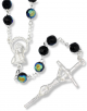 AB Black 7mm Glass Bead Rosary - 20 1/2