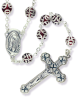  Double Capped Bead Rosary with 9mm Red (July) Glass Beads - 24