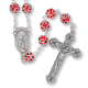  Double Capped Bead Rosary with 9mm Red (July) Glass Beads - 24