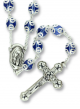  Double Capped Bead Rosary with 9mm Sapphire Blue (September) Glass Beads - 24