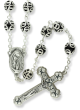   Double Capped Bead Rosary with 9mm Black Glass Beads - 24