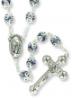 Double Capped Bead Rosary with 9mm Blue (March) Glass Beads - 24