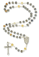 Rosary with Recycled Artisan Parts, Gray Cube Beads - 17