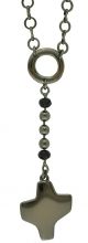 Sterling Silver RoR sary Style Necklace - Rhodium-Palladium - Black Swarovski Beads   (Minimum quantity purchase is 1)