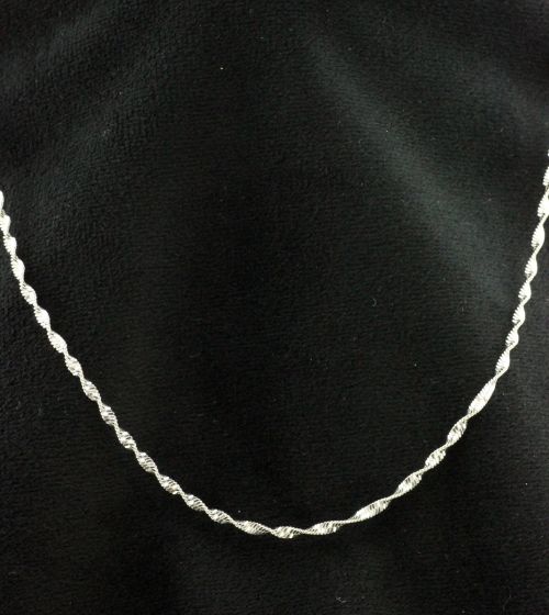 Delicate Silver Oxidized Metal Twist Necklace - 17"