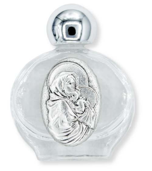 Madonna of the Streets Glass Holy Water Bottle - 1.5 oz Travel Size, Made in Italy   (Minimum quantity purchase is 1)