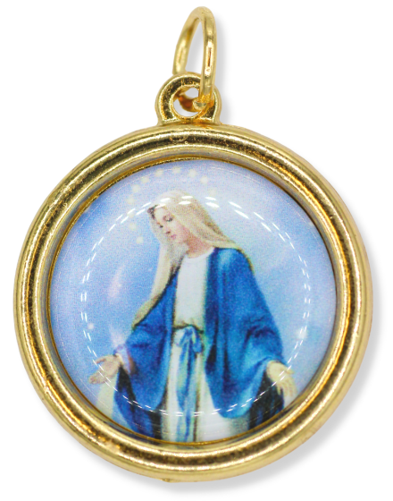  Miraculous Medal, Color Image with Gold Tone Finish - 1"  (Minimum quantity purchase is 1)