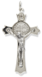 St Benedict Flared Edge Crucifix Pendant -3-1/16" (0.48 cm Thick) Silver Finish, Made in Italy  * (Minimum quantity purchase is 1)