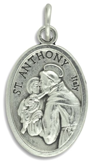 St Anthony Medal - 1" Silver Oxidized, Made in Italy  (Minimum quantity purchase is 3)