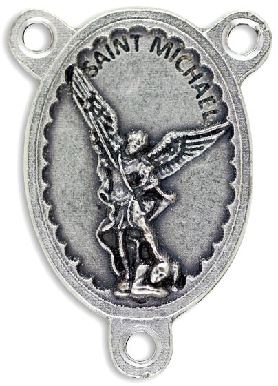 St Michael the Archangel Oval Centerpiece - Silver Ox, 1-1/8"   (Minimum quantity purchase is 2)