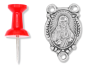Sacred Heart of Jesus Rosary Center (Holy Family) - 7/8", Silver Oxidized, Made in Italy  * (Minimum quantity purchase is 3)