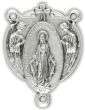 Miraculous Medal Rosary Center with Angel Border – 7/8" Silver Oxidized, Made in Italy  * (Minimum quantity purchase is 2)