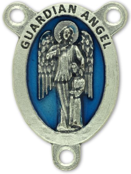 Guardian Angel Oval Centerpiece - Blue Enamel, 1"  (Minimum quantity purchase is 2)