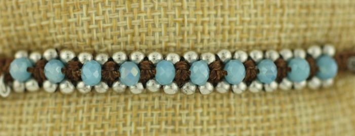 Aqua Blue Beaded Bracelet with Sterling Silver Miraculous Medal Charm  (Minimum quantity purchase is 1)