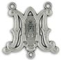 Miraculous Medal "M" Rosary Center - 1" Silver Oxidized, Made in Italy * (Minimum quantity purchase is 2)
